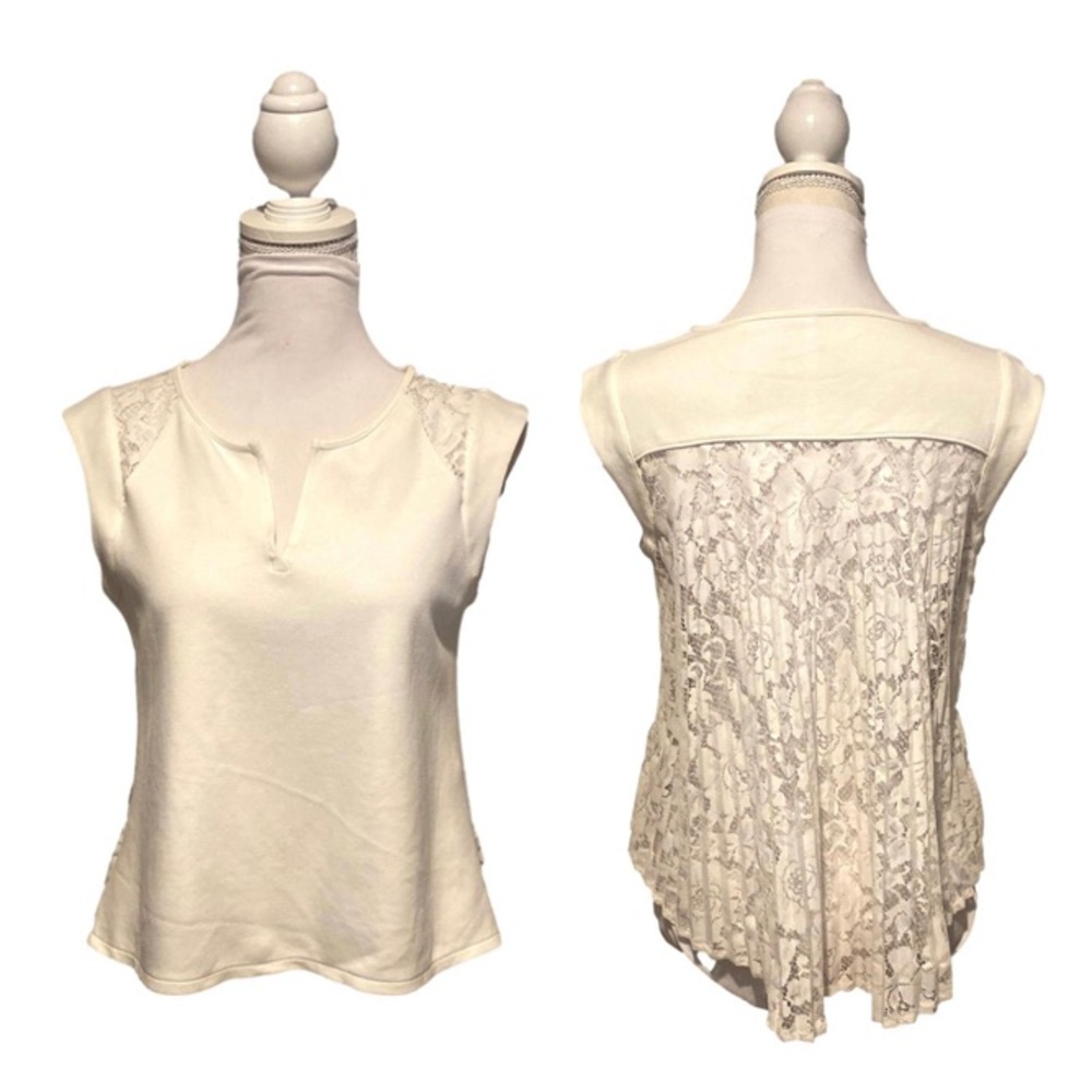 Karen Millen boxy sleeveless blouse with lace pleated back, size 6